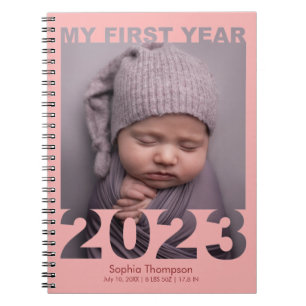 Carnet Ma première année 2023 Découpe moderne Baby Photo 