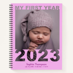 Carnet Ma première année 2023 Découpe moderne bébé photo