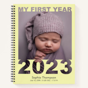 Carnet Ma première année 2023 Découpe moderne bébé photo 