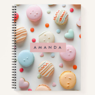 Carnet Macaron et cœur de bonbon pastel ludique personnal
