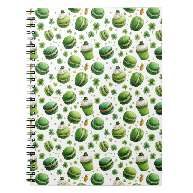 Carnet Macaron et trèfle aquarelle de la Saint-Patrick  (Devant)