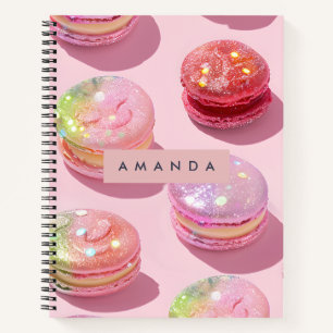Carnet Macaron pastel scintillant personnalisé et fantais