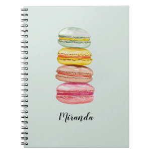 Carnet Macarons français colorés Aquarelle peinte à la ma