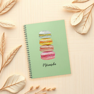 Carnet Macarons français colorés aquarelle peints à la ma