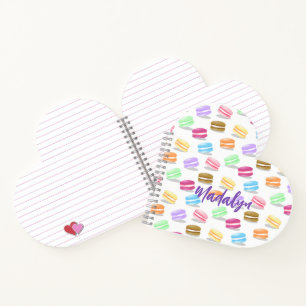 Carnet macarons lunaires motif en forme de coeur