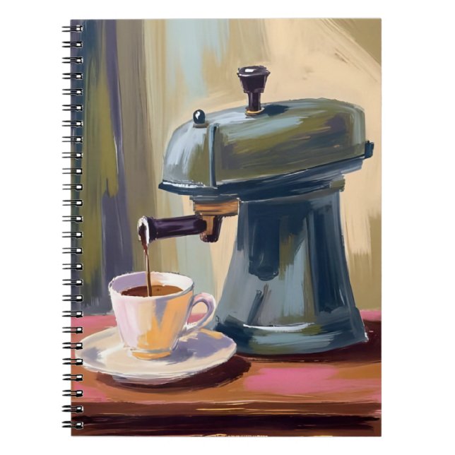 Carnet Machine à café antique latte aquarelle (Devant)