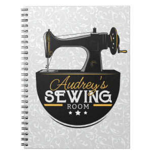 Carnet Machine à coudre antique AJOUTER LE NOM Seamstress