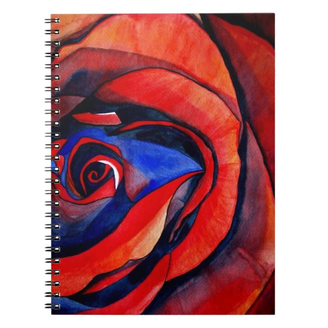 Carnet Macro red rose abstract art painting (Devant)