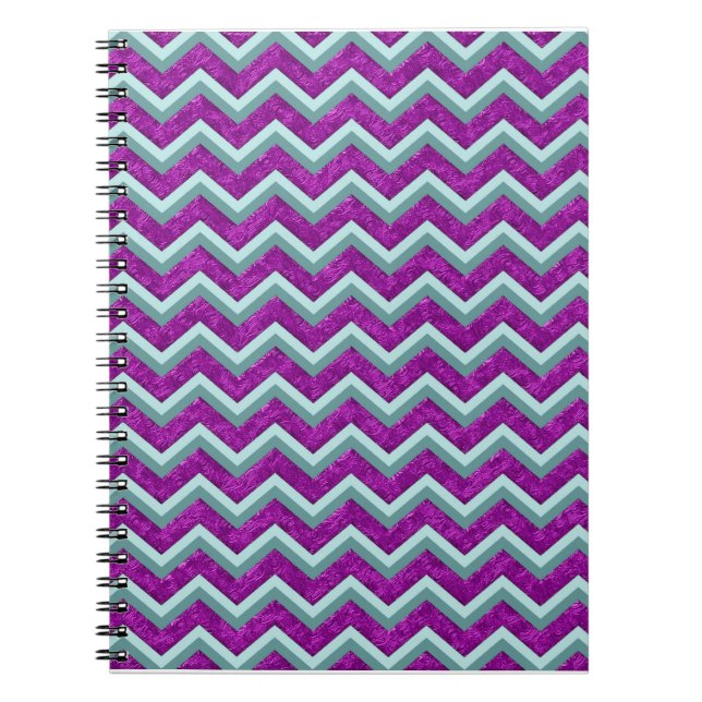 Carnet Magenta Foil et Turquoise ZigZag Motif (Devant)