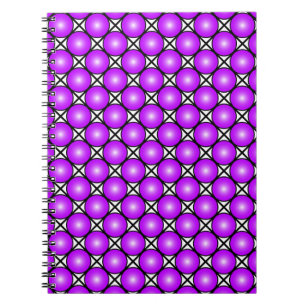 Carnet Magenta Pink Dots Black White Lattice Pattern