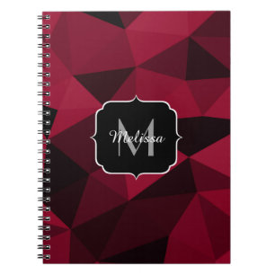 Carnet Magenta rose rouge noir géométrie motif Monogramme