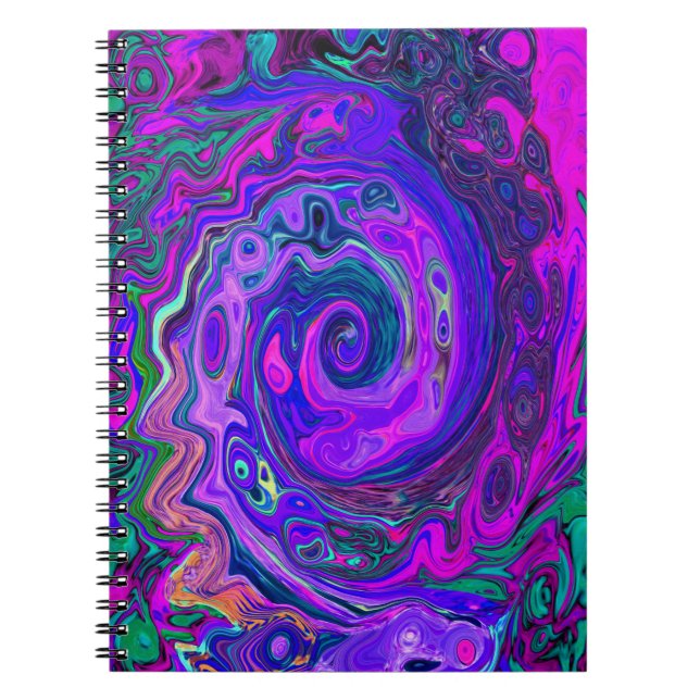 Carnet Magenta super rétro Abstrait et spirale violette (Devant)