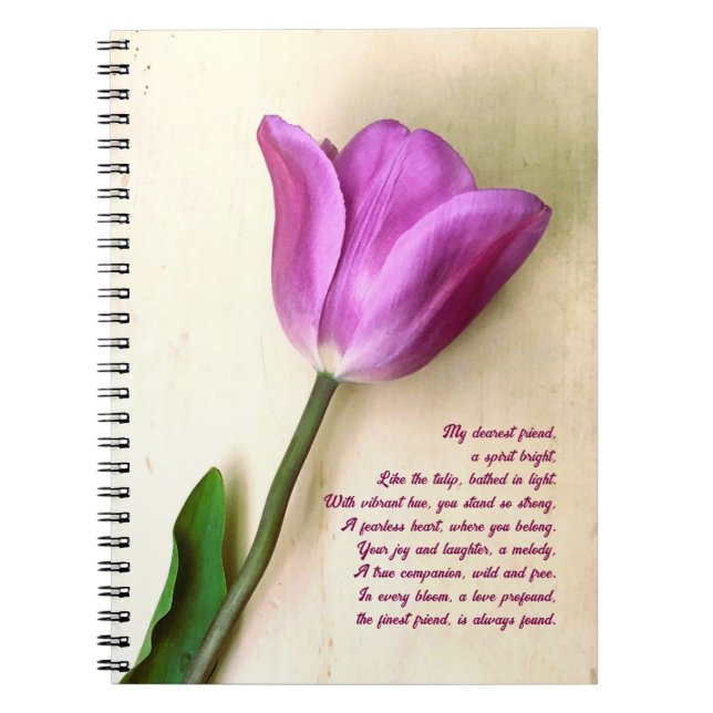 Carnet Magenta Tulip poétique (Devant)