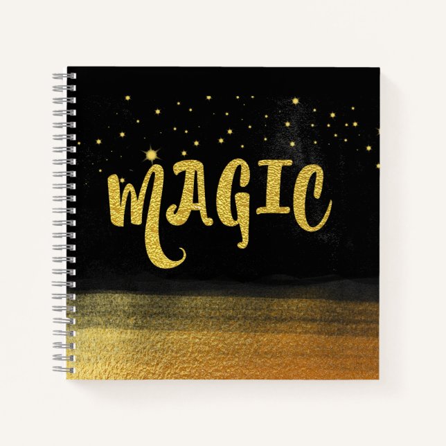 Carnet *~* MAGIC Gold & Black Chic Magic Good Vibes (Devant)