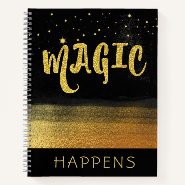 Carnet *~* MAGIC Gold & Black Girly Magic Good Vibes (Devant)