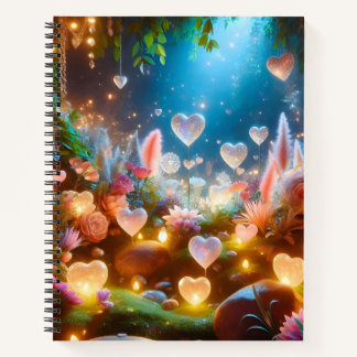 Carnet Magical Glowing Flowers Heart Garden 