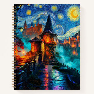 Carnet Magical Starry Night Castle Fantasy Writer