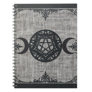 Carnet Magie noire triple lune pentagramme vintage wiccan