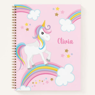 Carnet Magique Arc-en-ciel Unicorne rose Personnalisé En