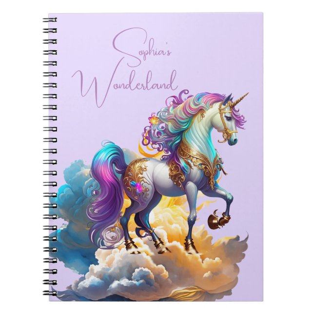 Carnet Magique Unicorne Imaginaire nuages beau Anniversai (Devant)