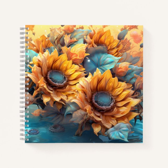 Carnet Magnifique Bouquet de tournesols Elégant art botan (Devant)