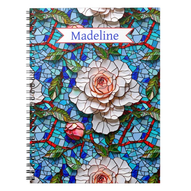 Carnet Magnifique Mosaic Flowers Motif Personnalisé (Devant)