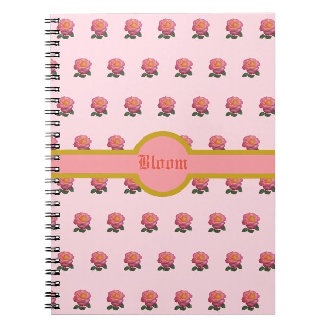 Carnet Magnifique motif de rose rose (Devant)