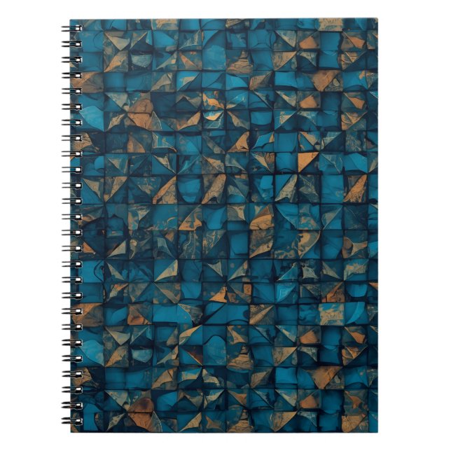 Carnet Magnifique motif patchwork "Look" en sarcelle fonc (Devant)