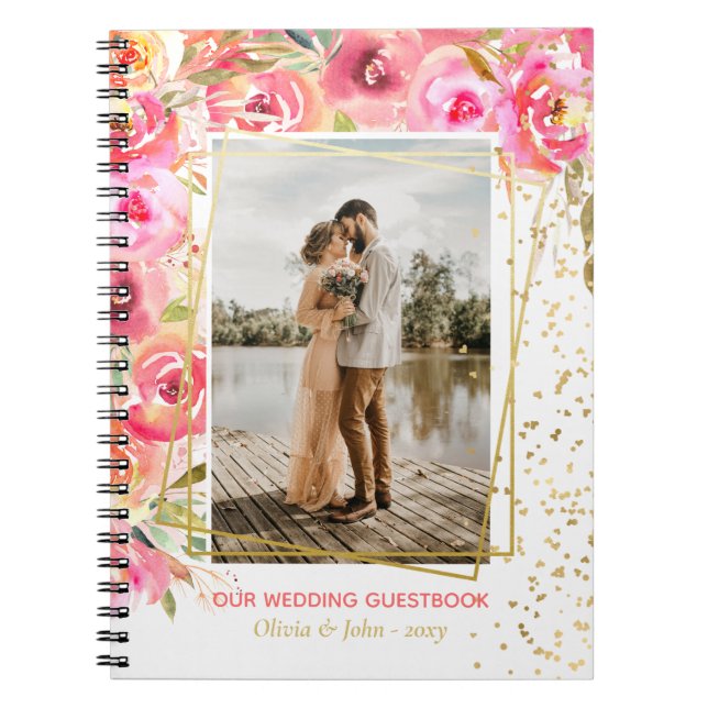 Carnet Magnifique rose Fleur Photo Mariage Love Guestbook (Devant)