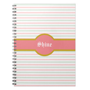 Carnet Magnifique rose menthe et rayures blanches