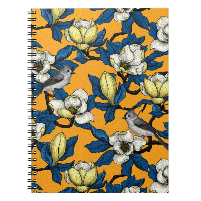 Carnet Magnolia en floraison et oiseau de tireur 3 (Devant)