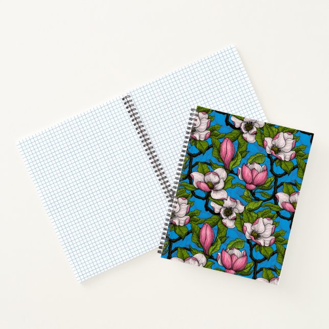 Carnet Magnolia en floraison sur bleu (Intérieur)