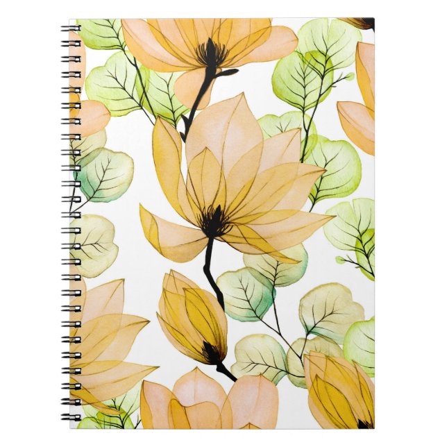 Carnet Magnolia Eucalyptus : Aquarelle Impression transpa (Devant)