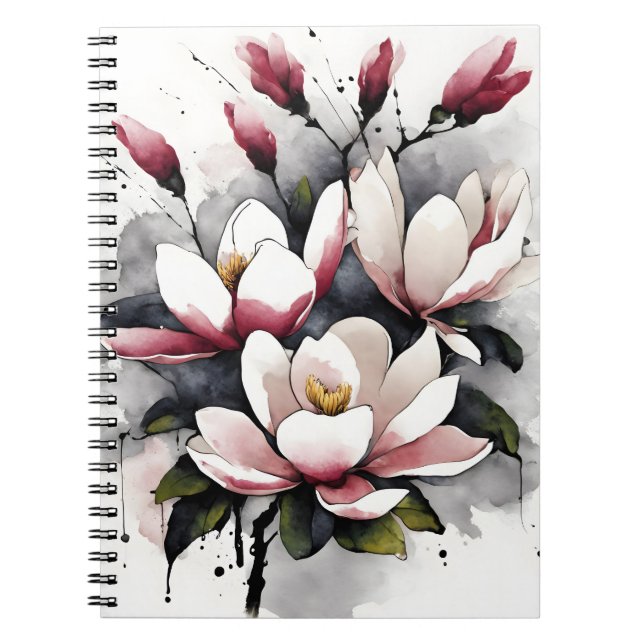 Carnet Magnolia - Fleurs aquarelle (Devant)