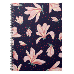 Carnet Magnolias florissants, motif vintage dessiné à la