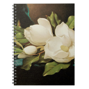 Carnet Magnolias géant sur un tissu de velours bleu par M