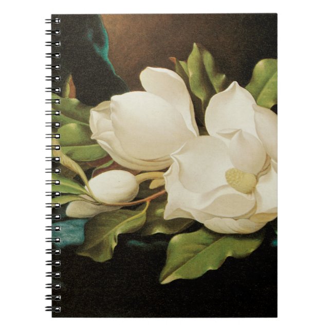 Carnet Magnolias géant sur un tissu de velours bleu par M (Devant)