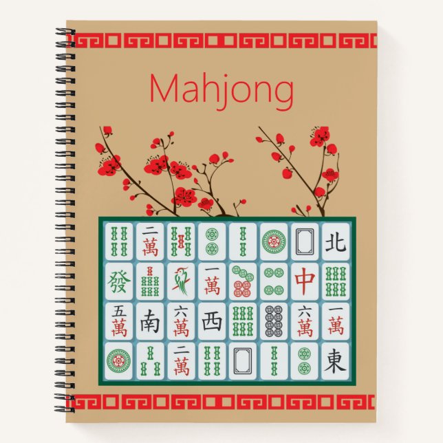 Carnet Mahjong Cherry Blossom Spiral Notebook (Devant)
