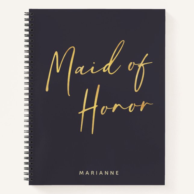 Carnet Maid of Honor Minimalist Marine Personnalisée (Devant)