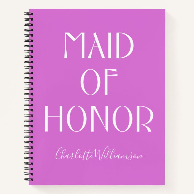 Carnet Maid of Honor Orchidée Typographie Nom Mariage (Devant)