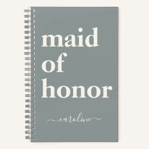 Carnet Maid of Honor Simple Minimalist Nom moderne Argent