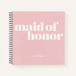 Carnet Maid of Honor Simple Minimaliste Moderne Nom Blush