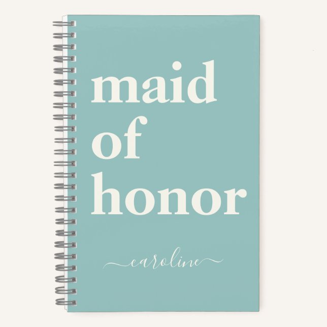 Carnet Maid of HonorNom moderne Robin's Egg Blue (Recto)