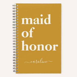 Carnet Maid of Honour Personnalisé Jaune Mariage Cadeau