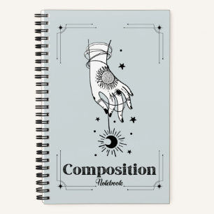 Carnet Main cosmique magique et lune de croissant