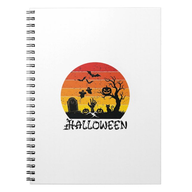 Carnet Main de zombie Halloween Pierre tombale Arbre Chat (Devant)
