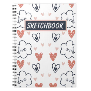 Carnet Main Drate Motif rose et blanc sketchbook