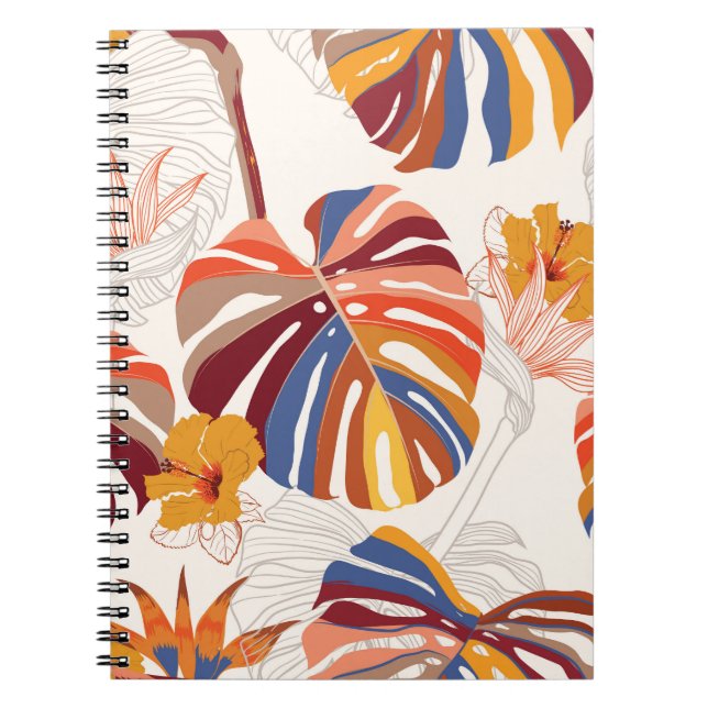 Carnet Main florale tropicale brillante tirée (Devant)