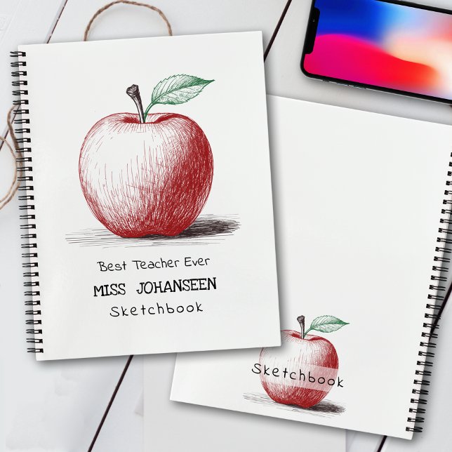 Carnet Main tiré Red Apple meilleur enseignant jamais Ske (Créateur téléchargé)