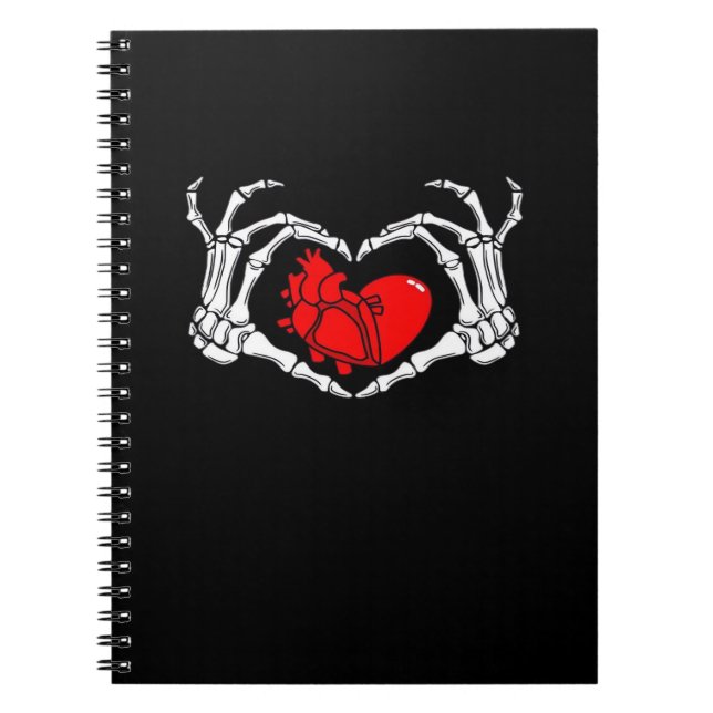 Carnet Mains De Squelette Effrayant Et Coeur Rouge Déplai (Devant)